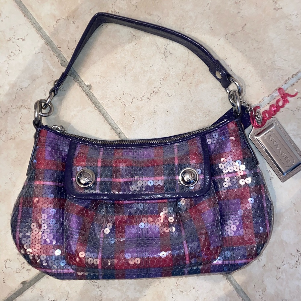 Plaid Sequin Coach Bag and Wristlet